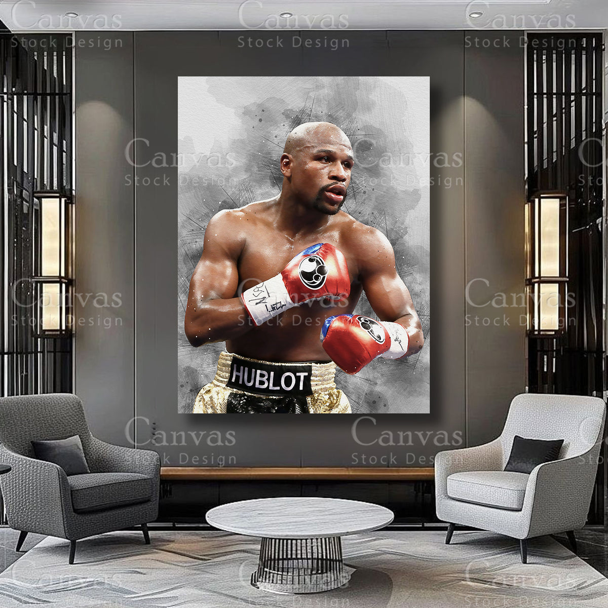 Floyd Mayweather boxing wall artwork on premium canvas