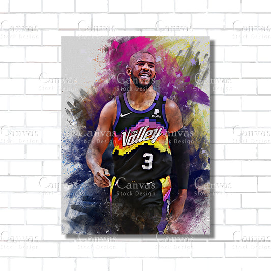 Chris Paul Poster, Kids Wall Decor, Basketball Fan, Man Cave Gift for Him - Her, Sports Canvas Wall Art