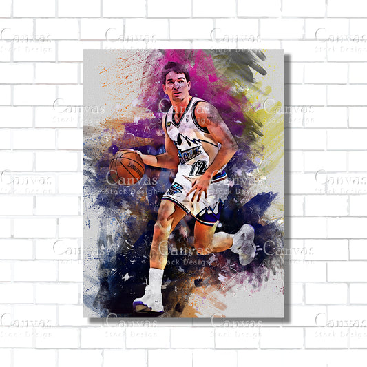 John Stockton Poster, Kids Wall Decor, Basketball Fan, Man Cave Gift for Him - Her, Sports Canvas Wall Art