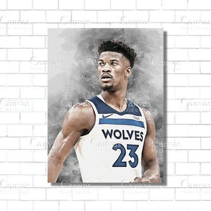 Jimmy Butler Poster, Kids Wall Decor, Basketball Fan, Man Cave Gift for Him - Her, Sports Canvas Wall Art