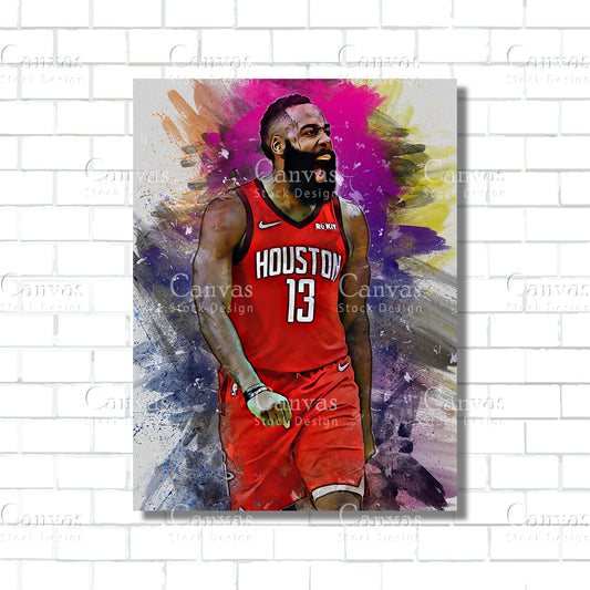 James Harden Poster, Kids Wall Decor, Basketball Fan, Man Cave Gift for Him - Her, Sports Canvas Wall Art