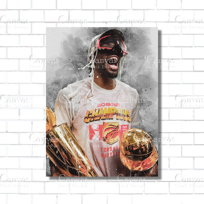 Kawhi Leonard Poster, Kids Wall Decor, Basketball Fan, Man Cave Gift for Him - Her, Sports Canvas Wall Art