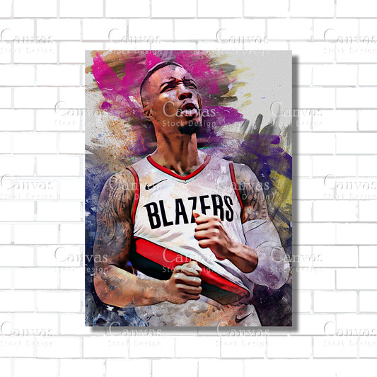 Damian Lillard Poster, Kids Wall Decor, Basketball Fan, Man Cave Gift for Him - Her, Sports Canvas Wall Art