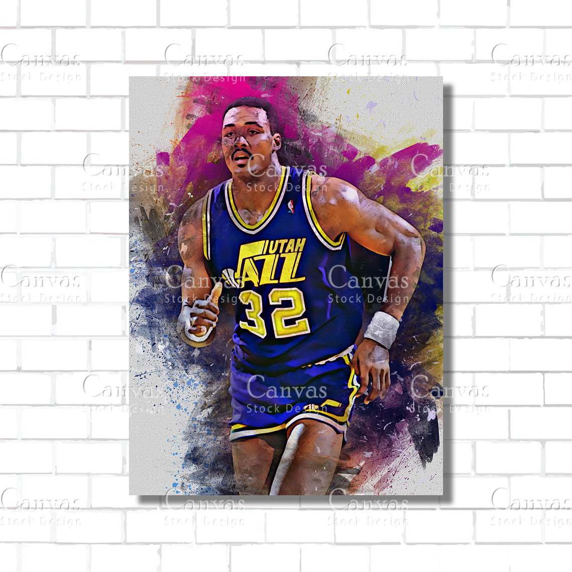 Karl Malone Poster, Kids Wall Decor, Basketball Fan, Man Cave Gift for Him - Her, Sports Canvas Wall Art