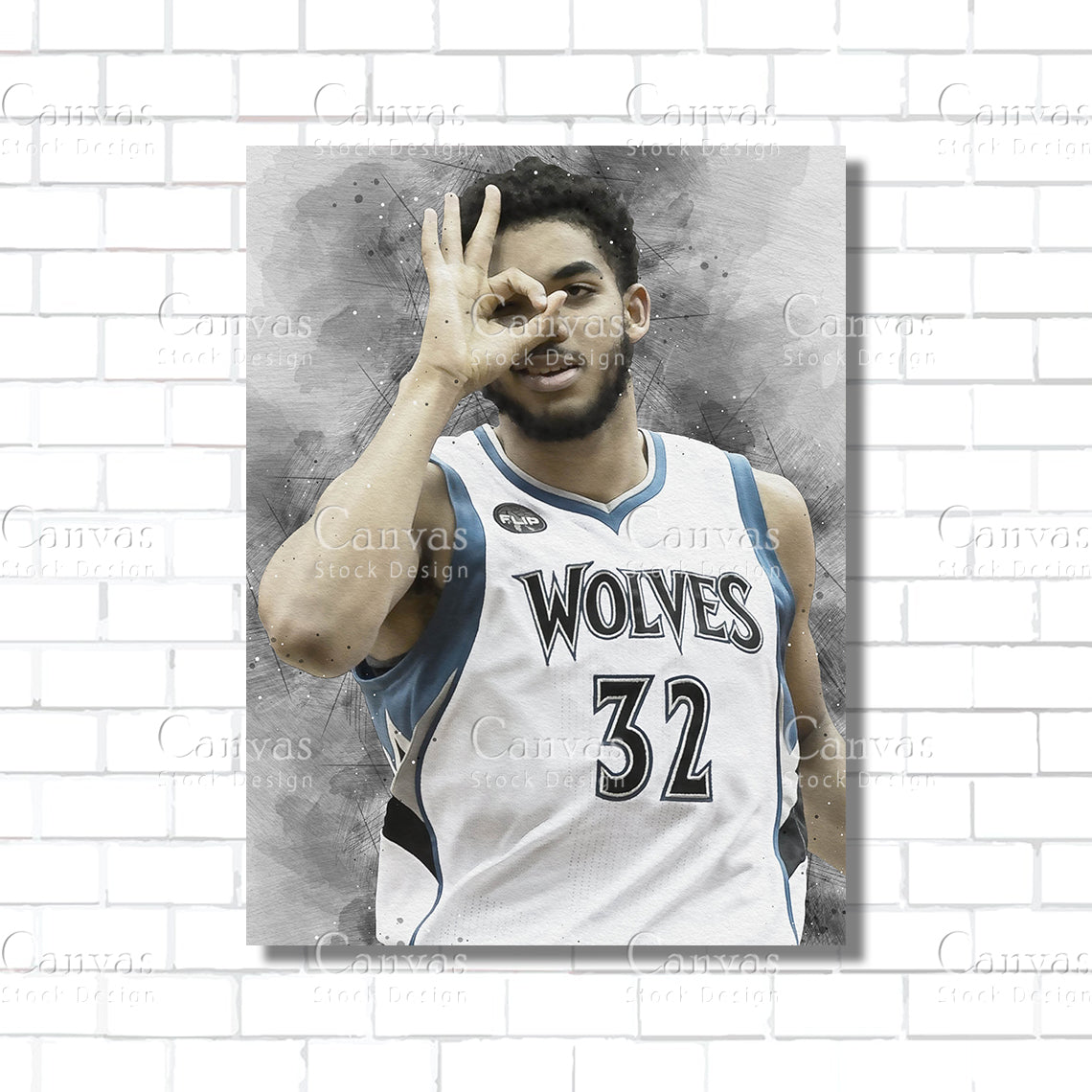 Karl Anthony Poster, Kids Wall Decor, Basketball Fan, Man Cave Gift for Him - Her, Sports Canvas Wall Art