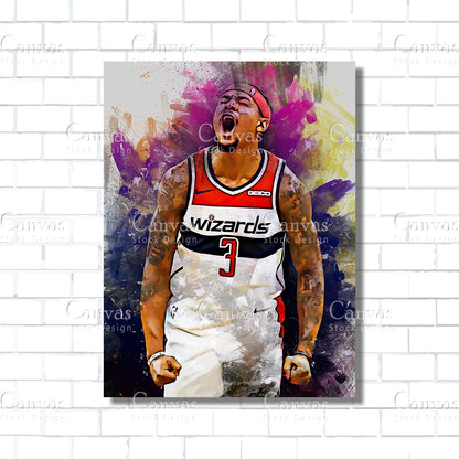 Bradley Beal Poster, Kids Wall Decor, Basketball Fan, Man Cave Gift for Him - Her, Sports Canvas Wall Art