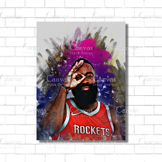 James Harden Poster, Kids Wall Decor, Basketball Fan, Man Cave Gift for Him - Her, Sports Canvas Wall Art