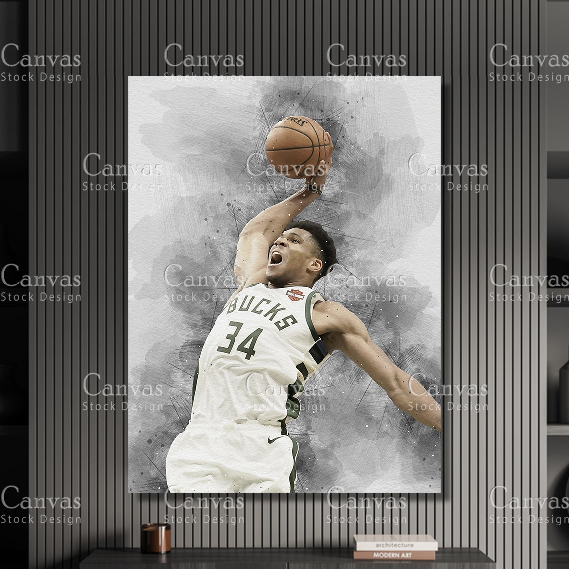 Giannis Antetokounmpo Poster, Kids Wall Decor, Basketball Fan, Man Cave Gift for Him - Her, Sports Canvas Wall Art