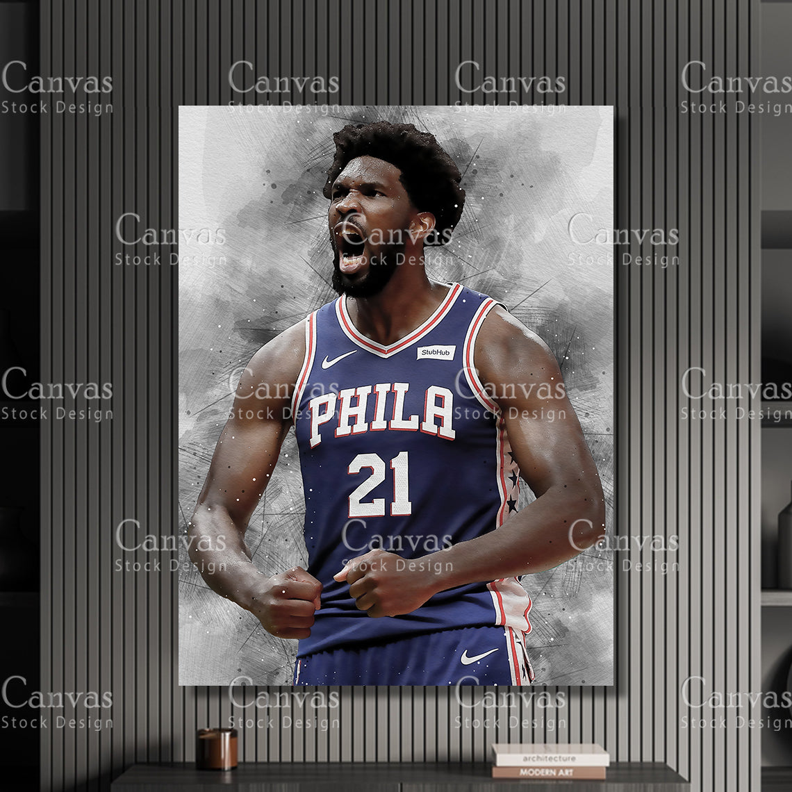 Joel Embiid Poster, Kids Wall Decor, Basketball Fan, Man Cave Gift for Him - Her, Sports Canvas Wall Art