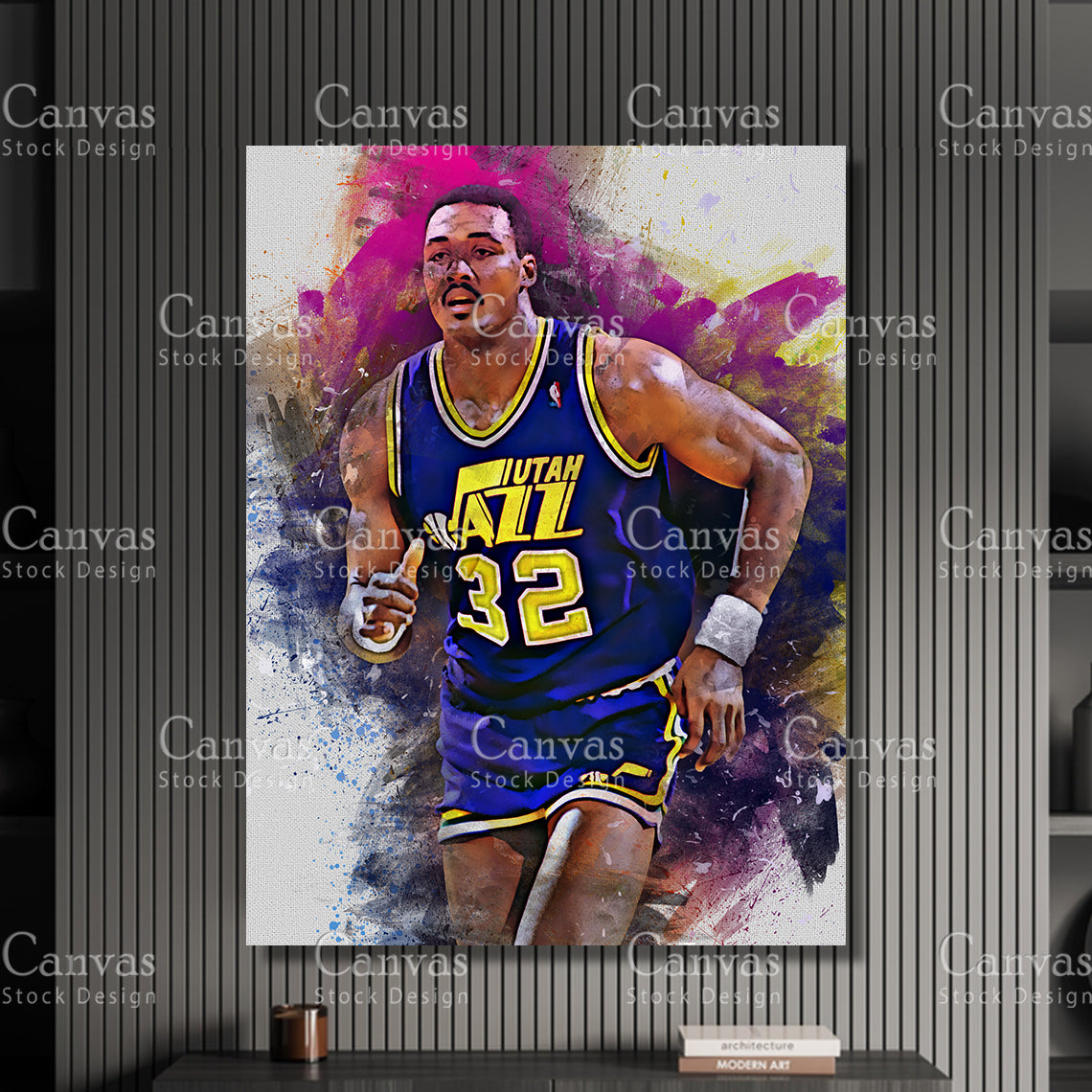 Karl Malone Poster, Kids Wall Decor, Basketball Fan, Man Cave Gift for Him - Her, Sports Canvas Wall Art