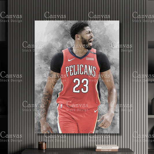 Anthony Davis Poster, Kids Wall Decor, Basketball Fan, Man Cave Gift for Him - Her, Sports Canvas Wall Art