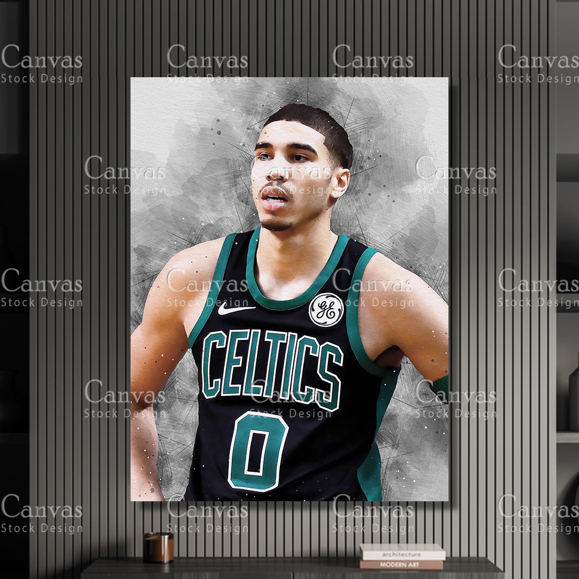 Jayson Tatum Poster, Kids Wall Decor, Basketball Fan, Man Cave Gift for Him - Her, Sports Canvas Wall Art