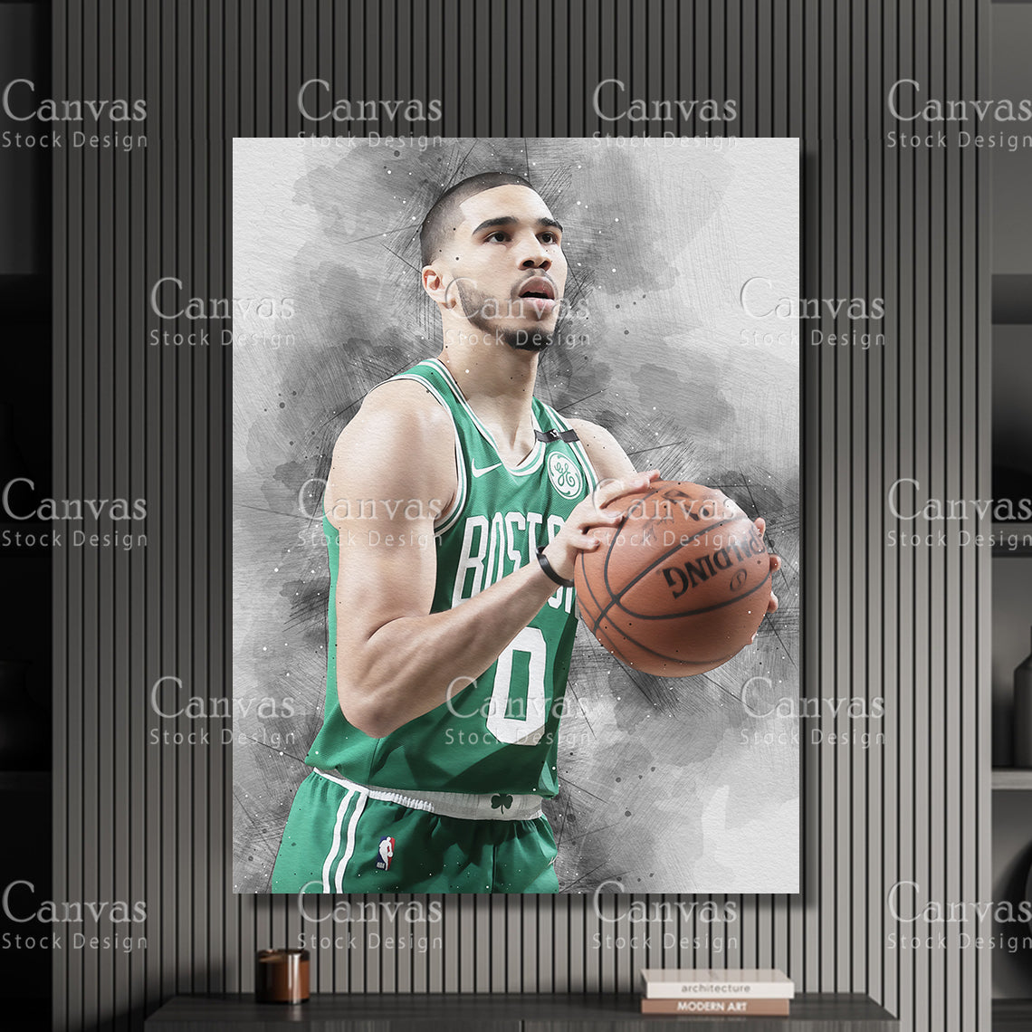 Jayson Tatum Poster, Kids Wall Decor, Basketball Fan, Man Cave Gift for Him - Her, Sports Canvas Wall Art