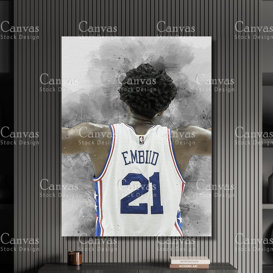 Joel Embiid Poster, Kids Wall Decor, Basketball Fan, Man Cave Gift for Him - Her, Sports Canvas Wall Art