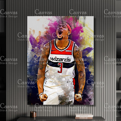 Bradley Beal Poster, Kids Wall Decor, Basketball Fan, Man Cave Gift for Him - Her, Sports Canvas Wall Art