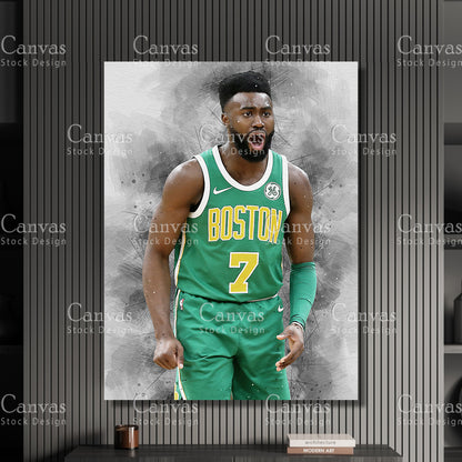 Jaylen Brown Poster, Kids Wall Decor, Basketball Fan, Man Cave Gift for Him - Her, Sports Canvas Wall Art