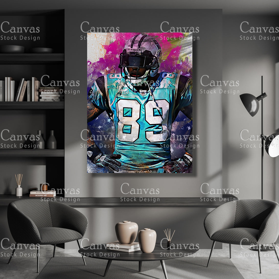 Steve Smith Canvas Frame, Kids Wall Decor, Football Fan, Man Cave Gift for Him - Her, Sports Canvas Wall Art