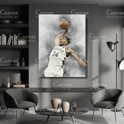 Giannis Antetokounmpo Poster, Kids Wall Decor, Basketball Fan, Man Cave Gift for Him - Her, Sports Canvas Wall Art