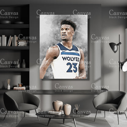 Jimmy Butler Poster, Kids Wall Decor, Basketball Fan, Man Cave Gift for Him - Her, Sports Canvas Wall Art