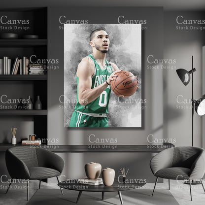 Jayson Tatum Poster, Kids Wall Decor, Basketball Fan, Man Cave Gift for Him - Her, Sports Canvas Wall Art