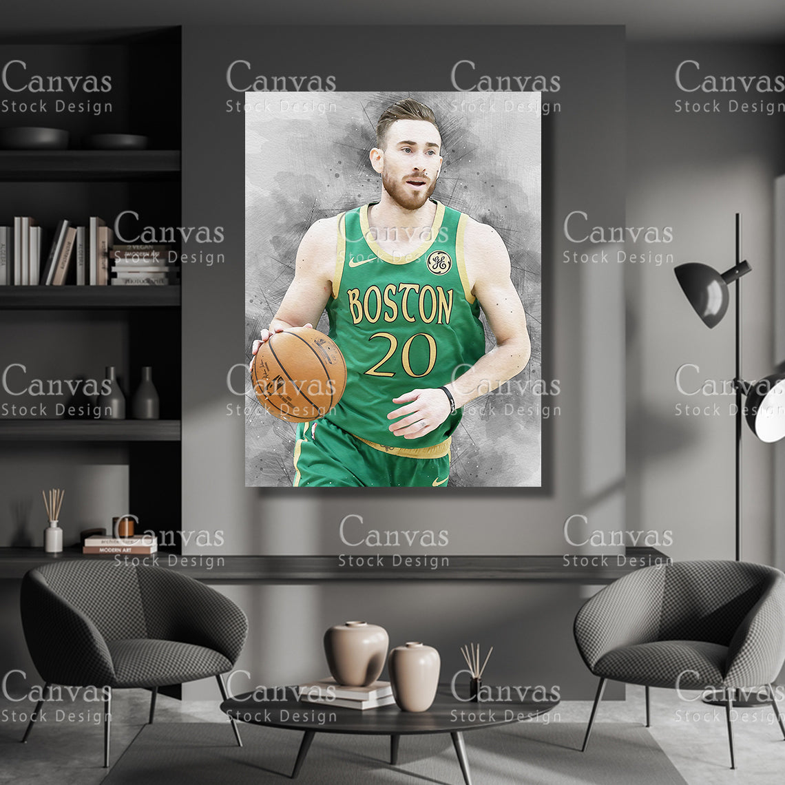 Gordon Hayward Poster, Kids Wall Decor, Basketball Fan, Man Cave Gift for Him - Her, Sports Canvas Wall Art