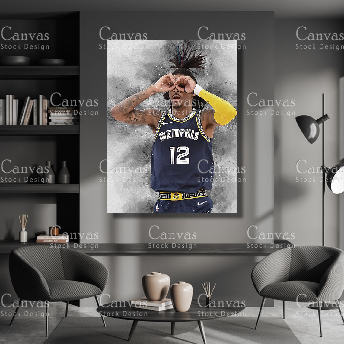 Ja Morant Poster, Kids Wall Decor, Basketball Fan, Man Cave Gift for Him - Her, Sports Canvas Wall Art