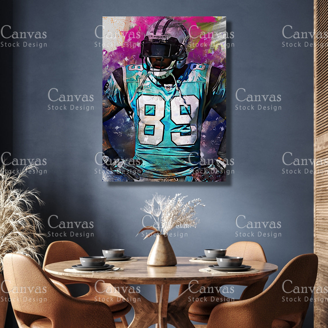 Steve Smith Canvas Frame, Kids Wall Decor, Football Fan, Man Cave Gift for Him - Her, Sports Canvas Wall Art