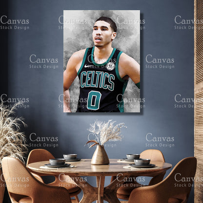 Jayson Tatum Poster, Kids Wall Decor, Basketball Fan, Man Cave Gift for Him - Her, Sports Canvas Wall Art