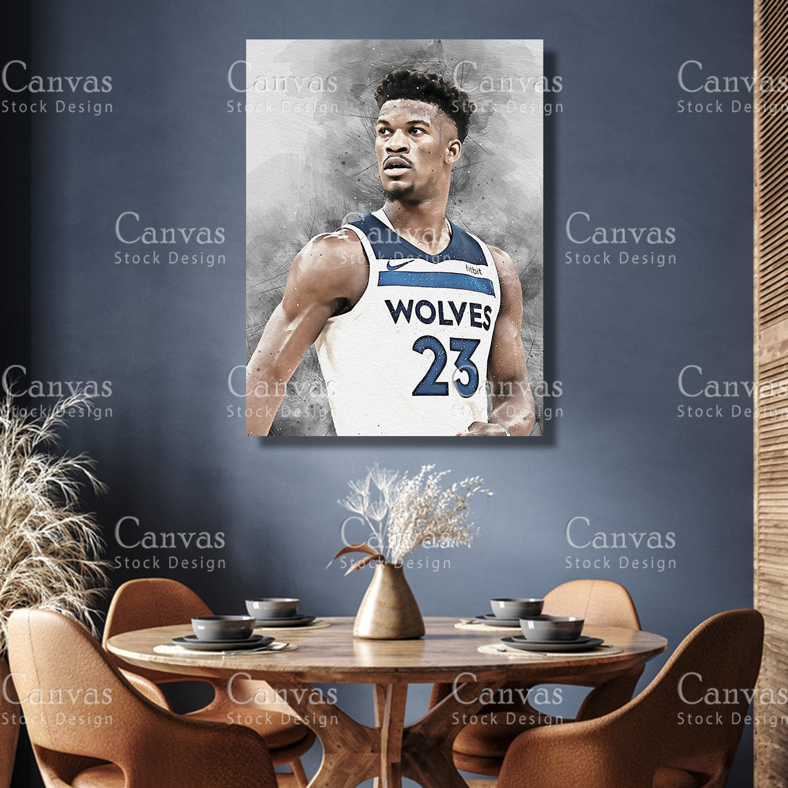 Jimmy Butler Poster, Kids Wall Decor, Basketball Fan, Man Cave Gift for Him - Her, Sports Canvas Wall Art