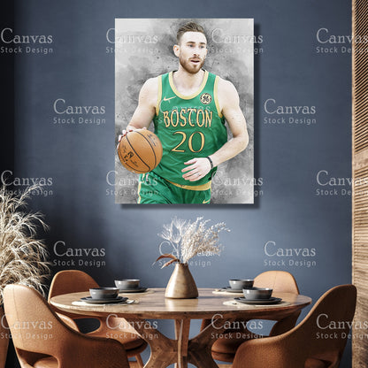 Gordon Hayward Poster, Kids Wall Decor, Basketball Fan, Man Cave Gift for Him - Her, Sports Canvas Wall Art