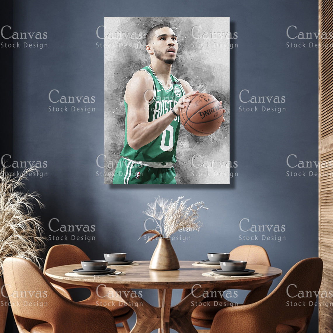 Jayson Tatum Poster, Kids Wall Decor, Basketball Fan, Man Cave Gift for Him - Her, Sports Canvas Wall Art