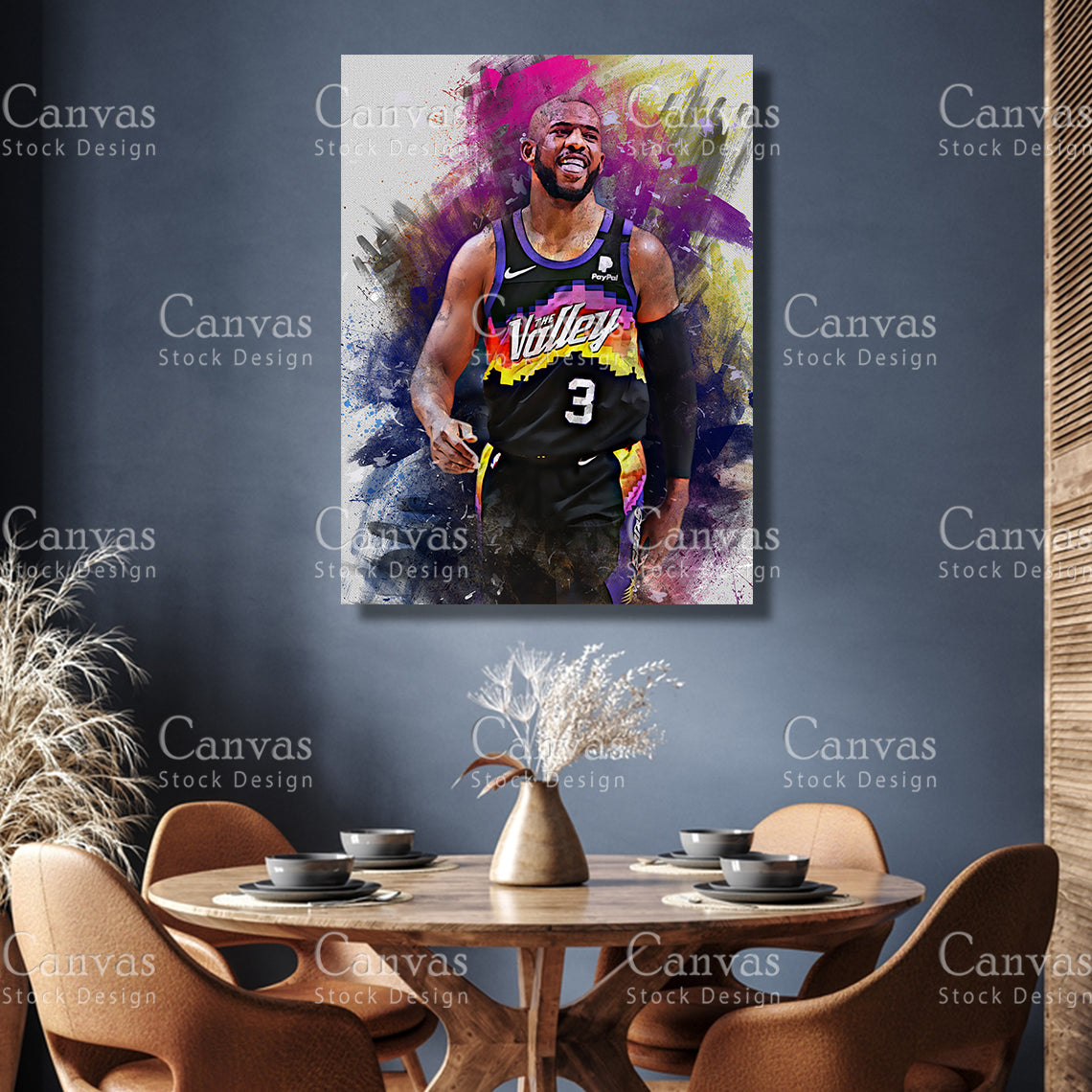 Chris Paul Poster, Kids Wall Decor, Basketball Fan, Man Cave Gift for Him - Her, Sports Canvas Wall Art