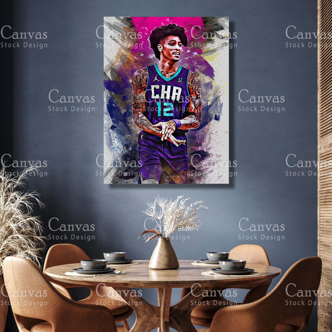 Kelly Oubre Poster, Kids Wall Decor, Basketball Fan, Man Cave Gift for Him - Her, Sports Canvas Wall Art