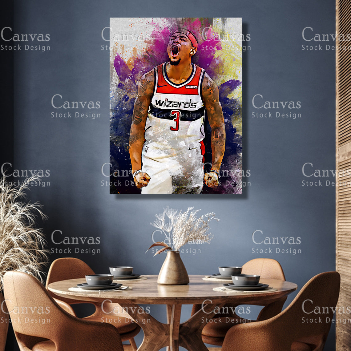 Bradley Beal Poster, Kids Wall Decor, Basketball Fan, Man Cave Gift for Him - Her, Sports Canvas Wall Art