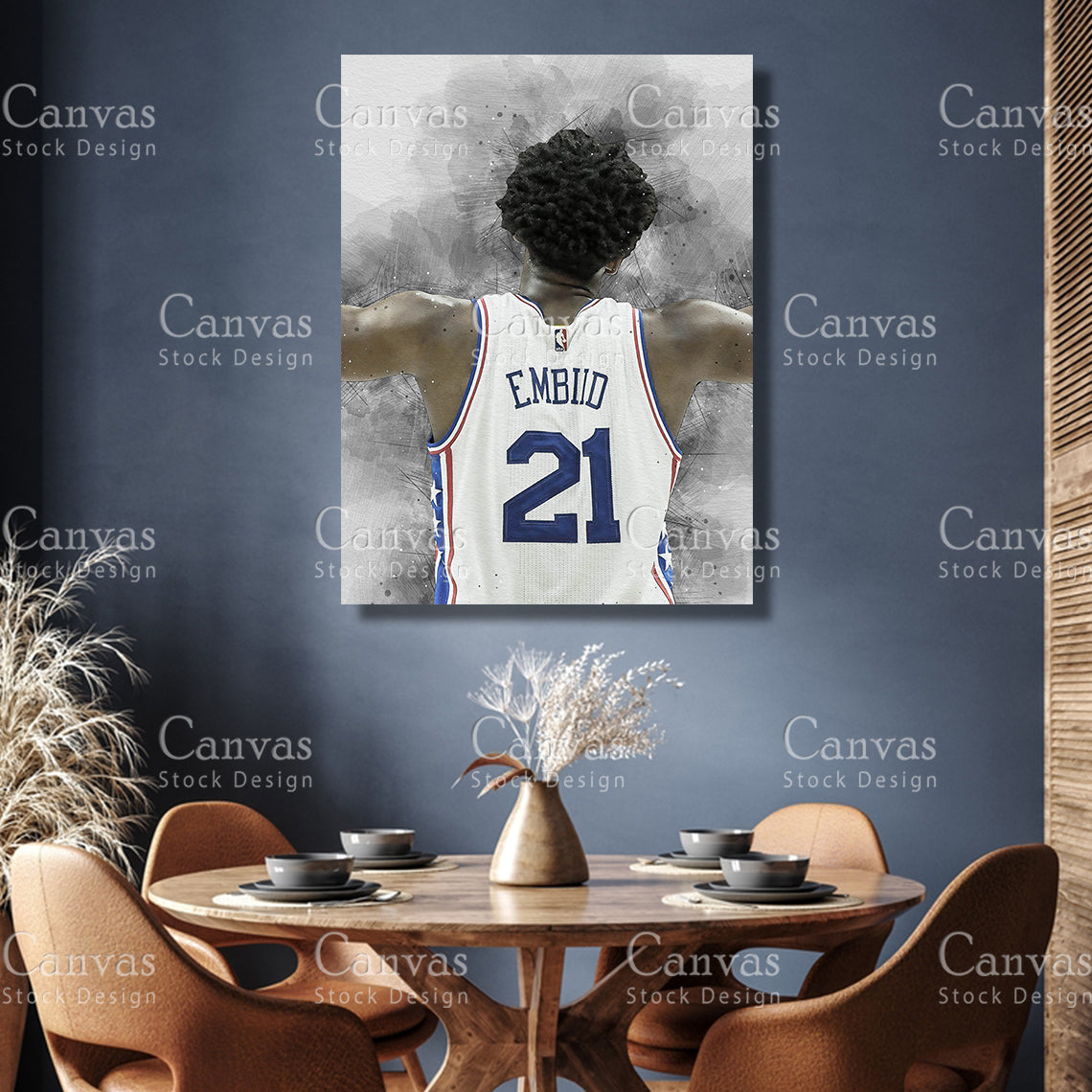 Joel Embiid Poster, Kids Wall Decor, Basketball Fan, Man Cave Gift for Him - Her, Sports Canvas Wall Art