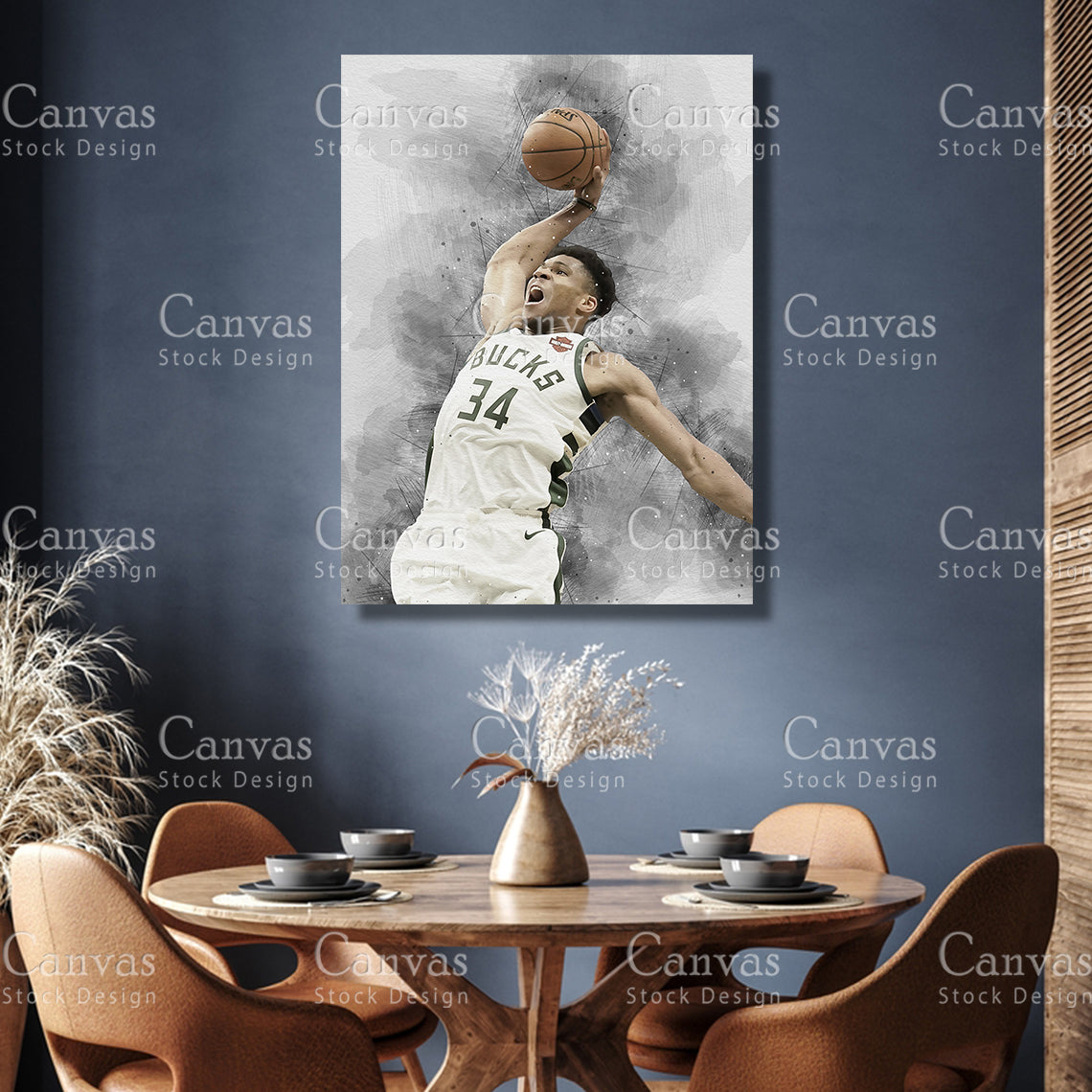 Giannis Antetokounmpo Poster, Kids Wall Decor, Basketball Fan, Man Cave Gift for Him - Her, Sports Canvas Wall Art