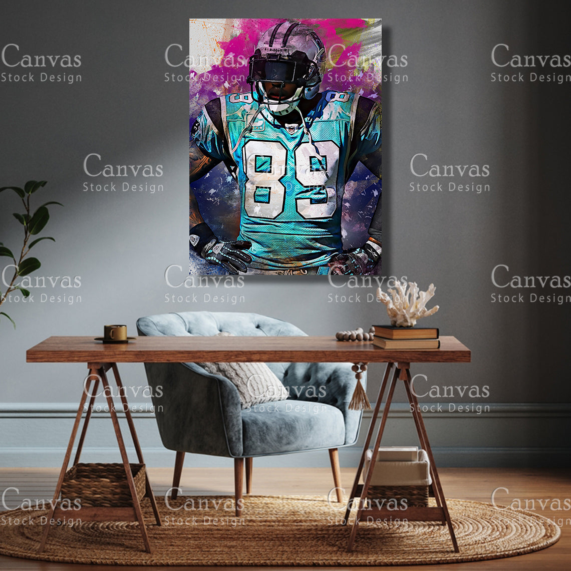 Steve Smith Canvas Frame, Kids Wall Decor, Football Fan, Man Cave Gift for Him - Her, Sports Canvas Wall Art