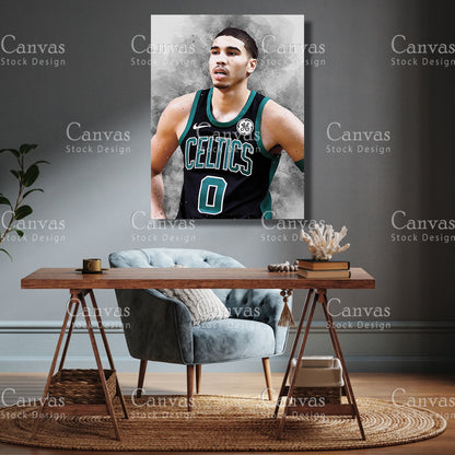 Jayson Tatum Poster, Kids Wall Decor, Basketball Fan, Man Cave Gift for Him - Her, Sports Canvas Wall Art