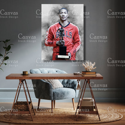 Derrick Rose Poster, Kids Wall Decor, Basketball Fan, Man Cave Gift for Him - Her, Sports Canvas Wall Art