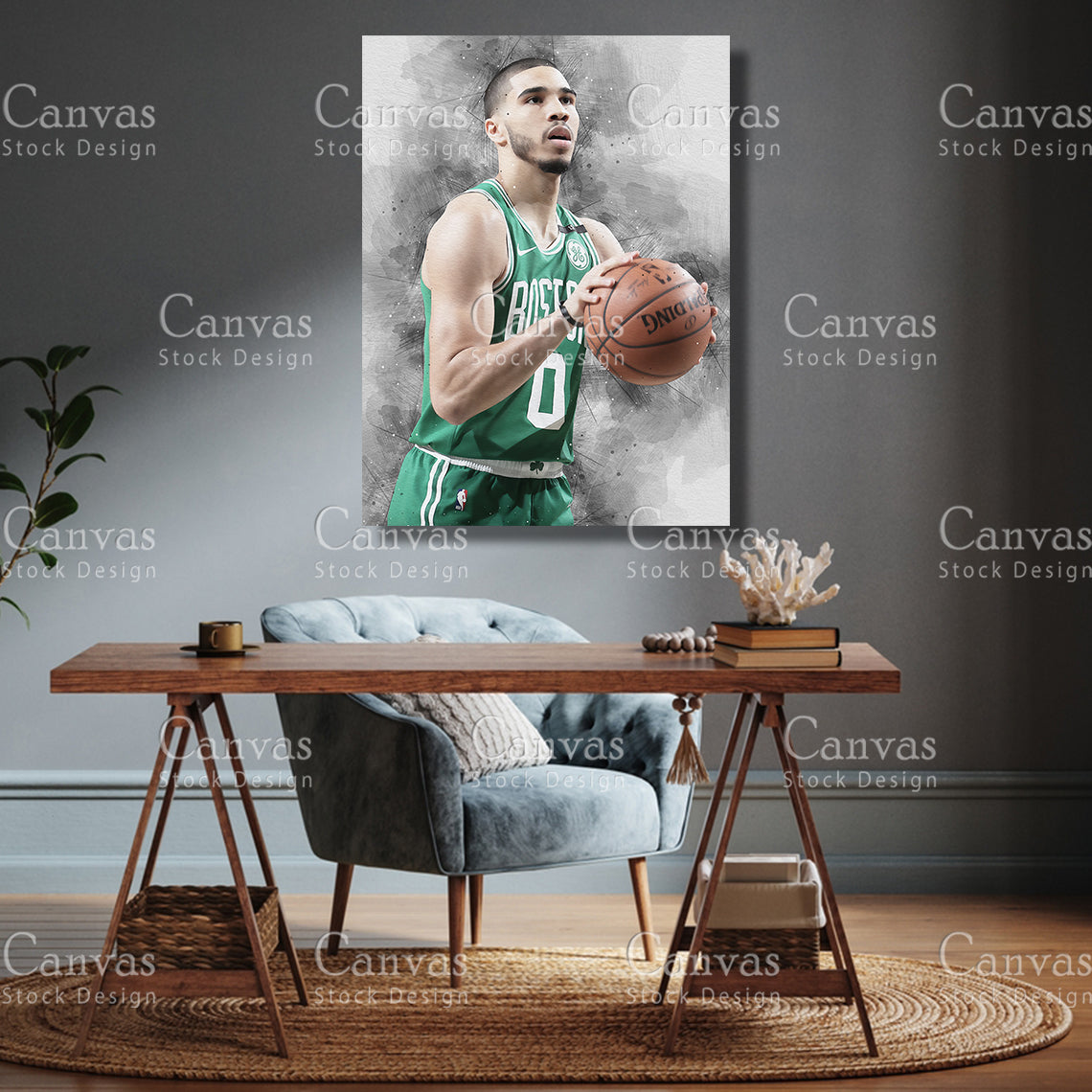 Jayson Tatum Poster, Kids Wall Decor, Basketball Fan, Man Cave Gift for Him - Her, Sports Canvas Wall Art