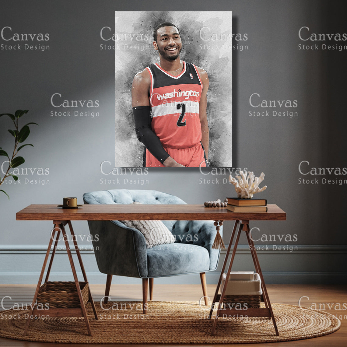 John Wall Poster, Kids Wall Decor, Basketball Fan, Man Cave Gift for Him - Her, Sports Canvas Wall Art