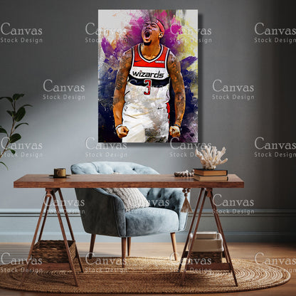 Bradley Beal Poster, Kids Wall Decor, Basketball Fan, Man Cave Gift for Him - Her, Sports Canvas Wall Art