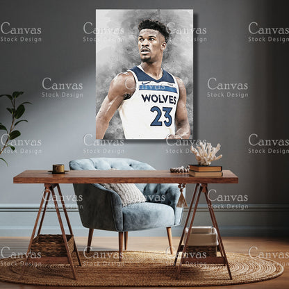 Jimmy Butler Poster, Kids Wall Decor, Basketball Fan, Man Cave Gift for Him - Her, Sports Canvas Wall Art