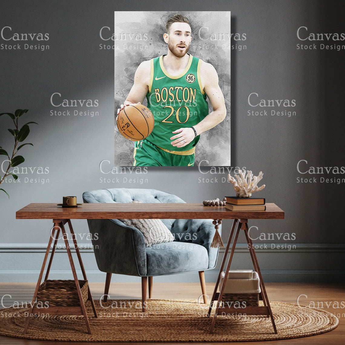 Gordon Hayward Poster, Kids Wall Decor, Basketball Fan, Man Cave Gift for Him - Her, Sports Canvas Wall Art