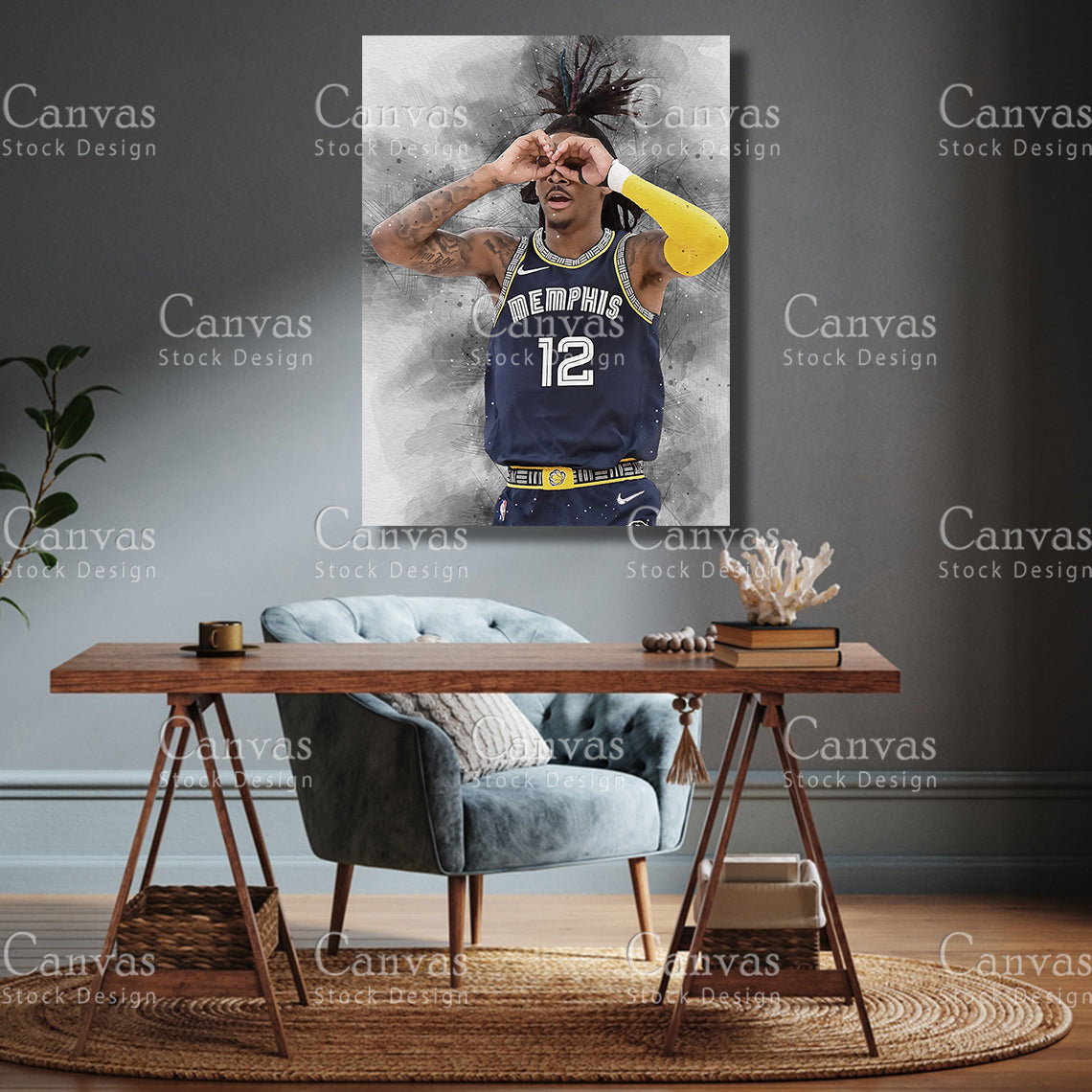 Ja Morant Poster, Kids Wall Decor, Basketball Fan, Man Cave Gift for Him - Her, Sports Canvas Wall Art