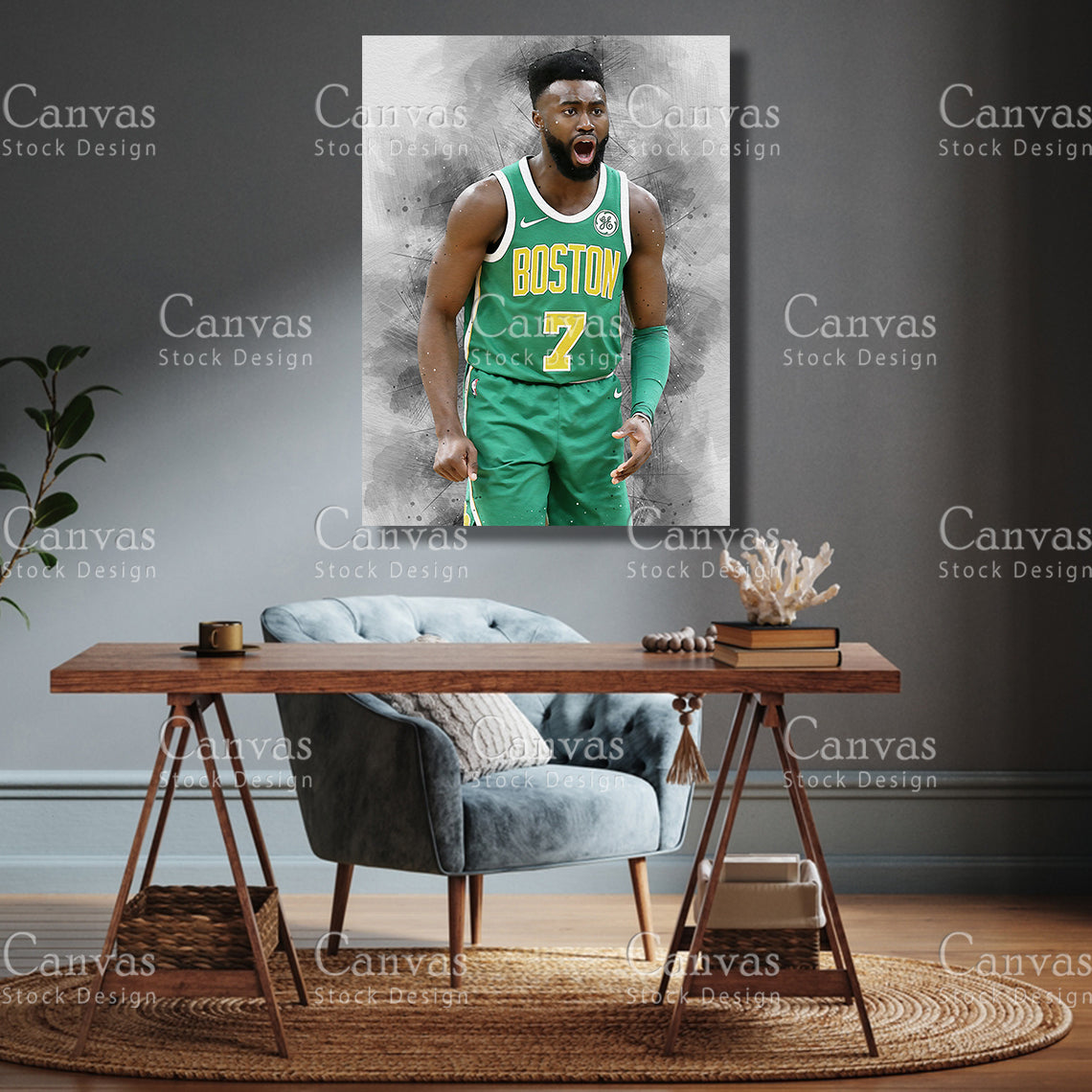 Jaylen Brown Poster, Kids Wall Decor, Basketball Fan, Man Cave Gift for Him - Her, Sports Canvas Wall Art