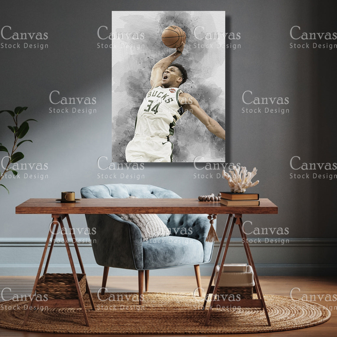 Giannis Antetokounmpo Poster, Kids Wall Decor, Basketball Fan, Man Cave Gift for Him - Her, Sports Canvas Wall Art