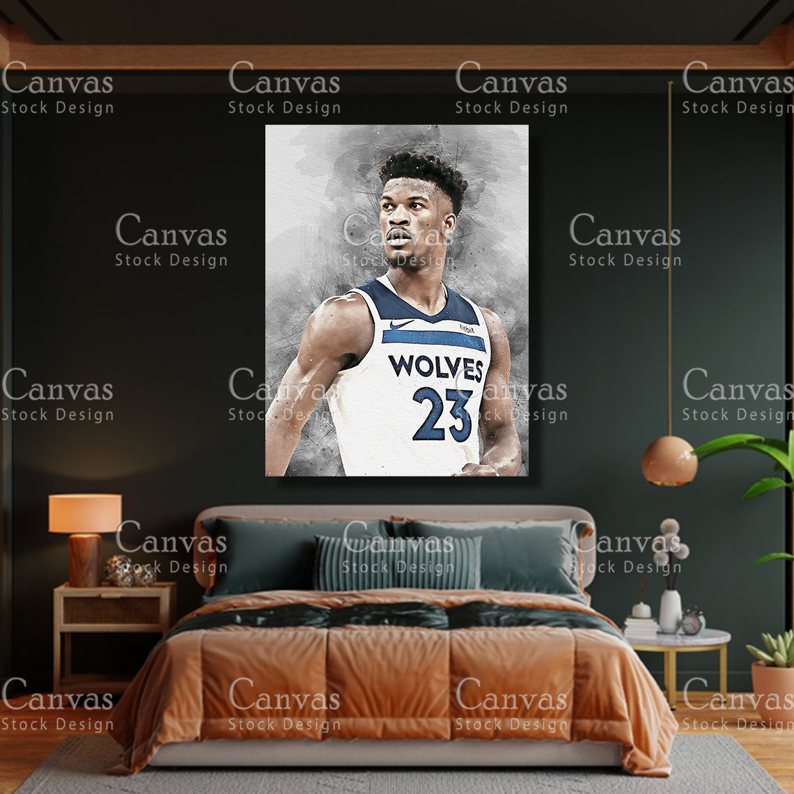 Jimmy Butler Poster, Kids Wall Decor, Basketball Fan, Man Cave Gift for Him - Her, Sports Canvas Wall Art