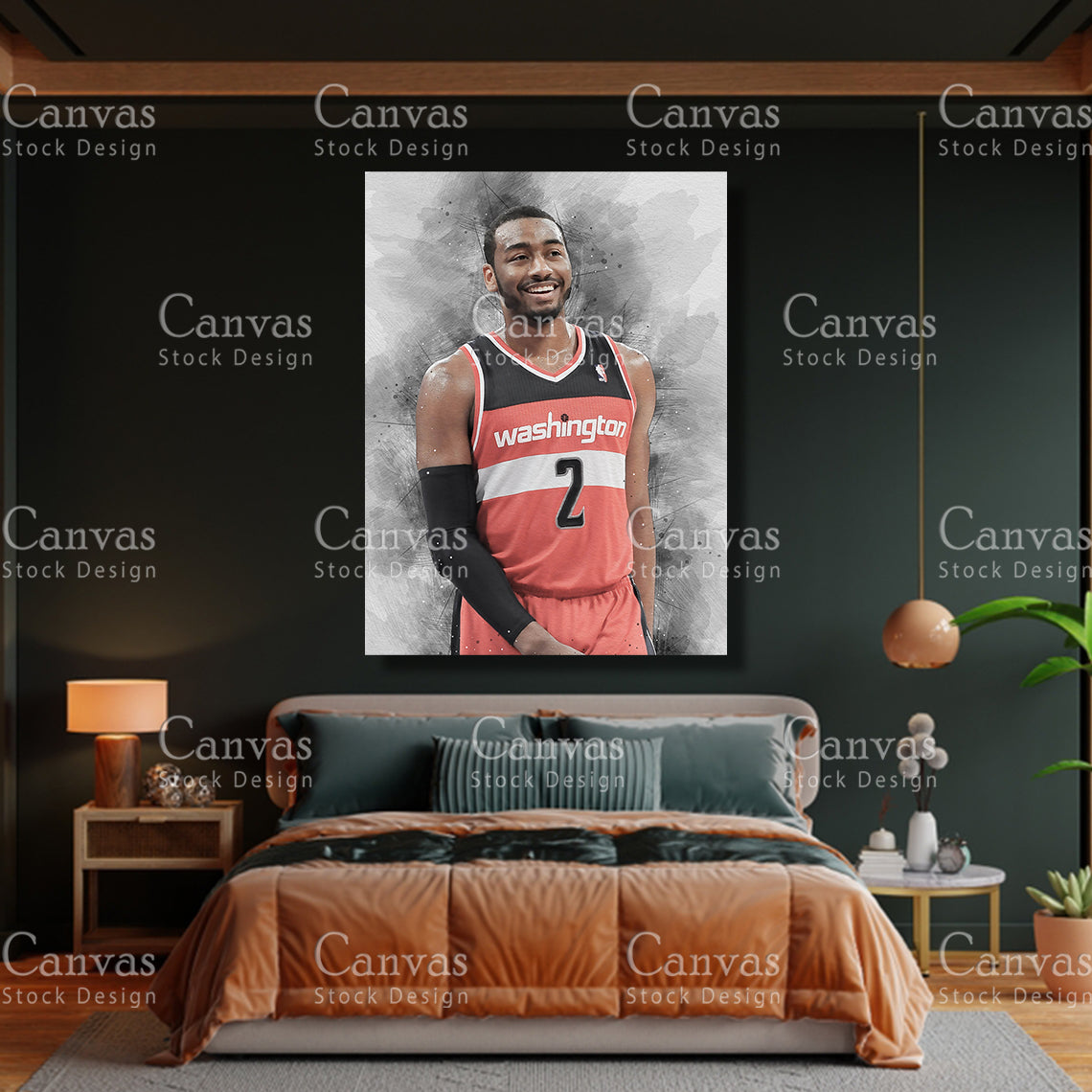 John Wall Poster, Kids Wall Decor, Basketball Fan, Man Cave Gift for Him - Her, Sports Canvas Wall Art