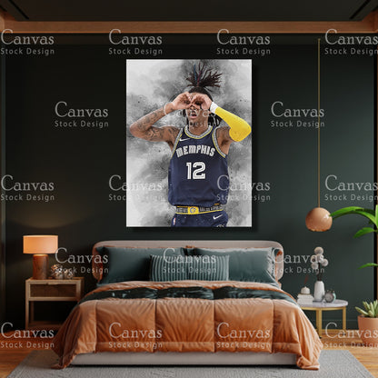 Ja Morant Poster, Kids Wall Decor, Basketball Fan, Man Cave Gift for Him - Her, Sports Canvas Wall Art